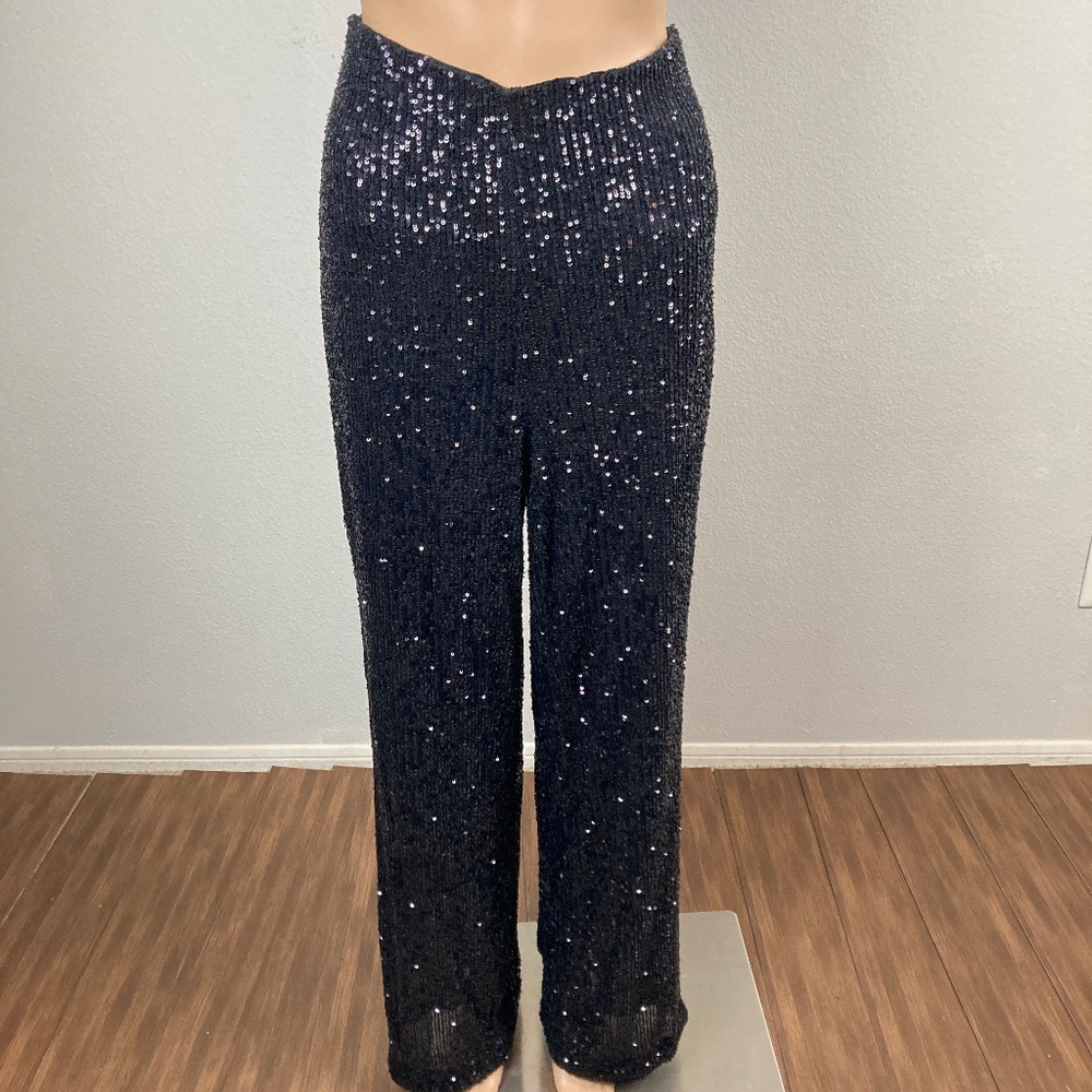 Gianni Bini Black Sequin High Waisted Pants Size Small